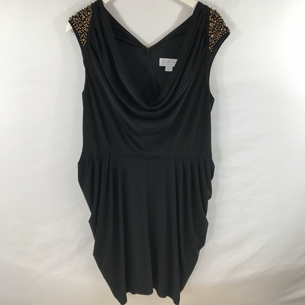 Jessica Simpson detail on shoulders black dress